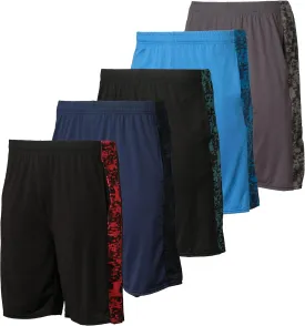 5 Pack Men's Active Quick Dry Fit Shorts - Athletic Running Gym Workout Casual Shorts with Pockets Bulk