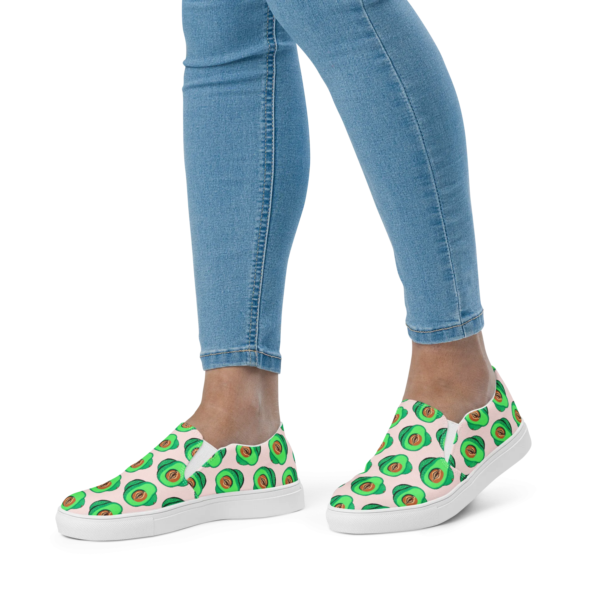 Avocado Vulva, Women’s slip-on canvas shoes (pink)