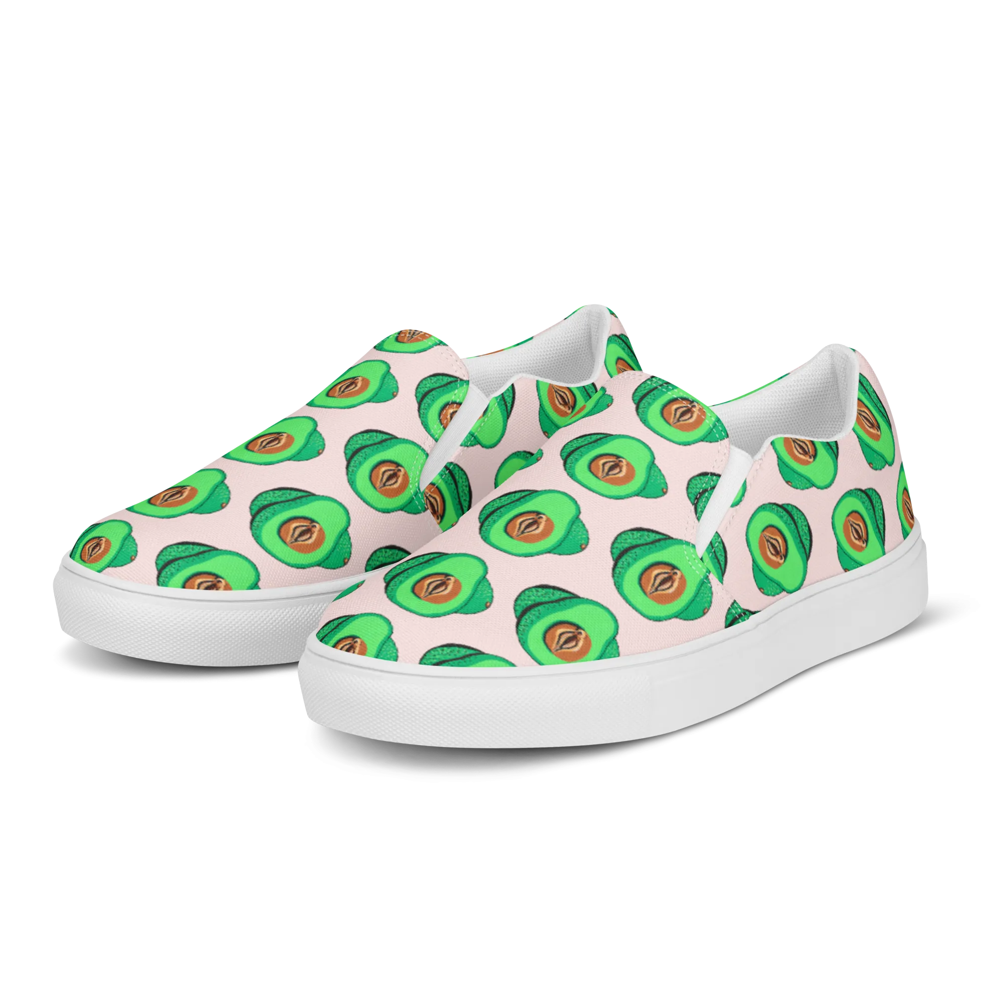 Avocado Vulva, Women’s slip-on canvas shoes (pink)