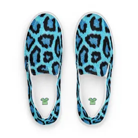 Blue Leopard Print Women’s slip-on canvas shoes