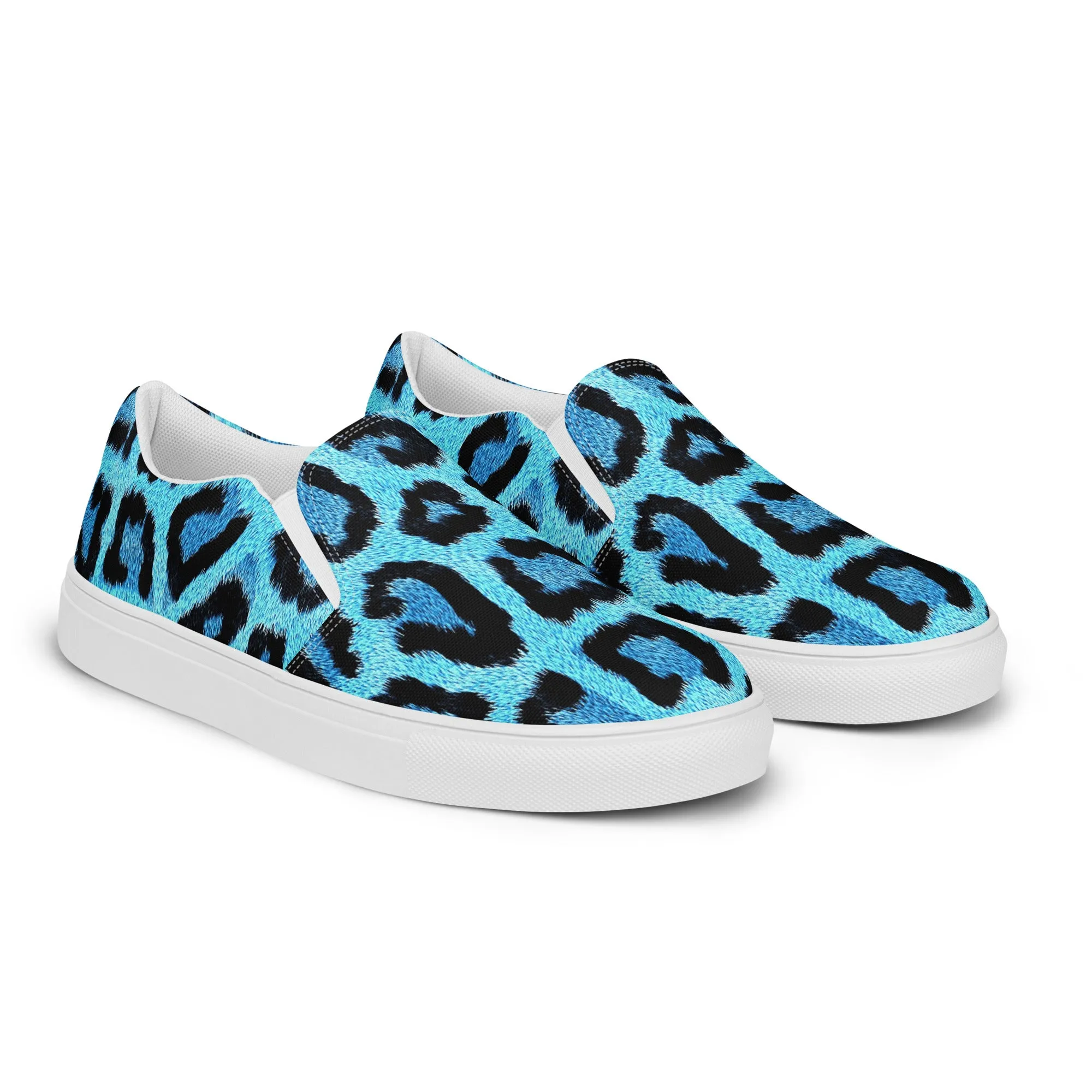 Blue Leopard Print Women’s slip-on canvas shoes