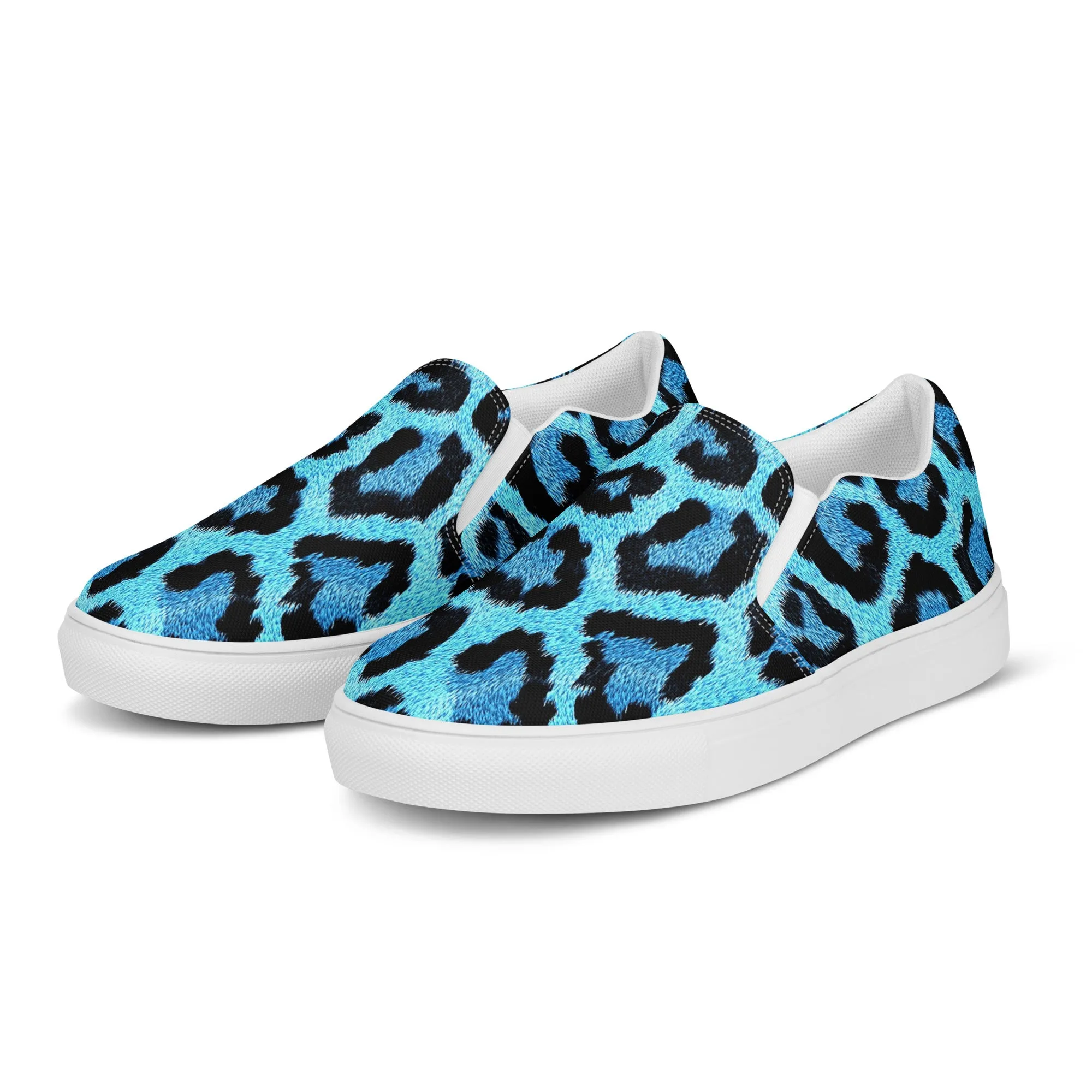 Blue Leopard Print Women’s slip-on canvas shoes