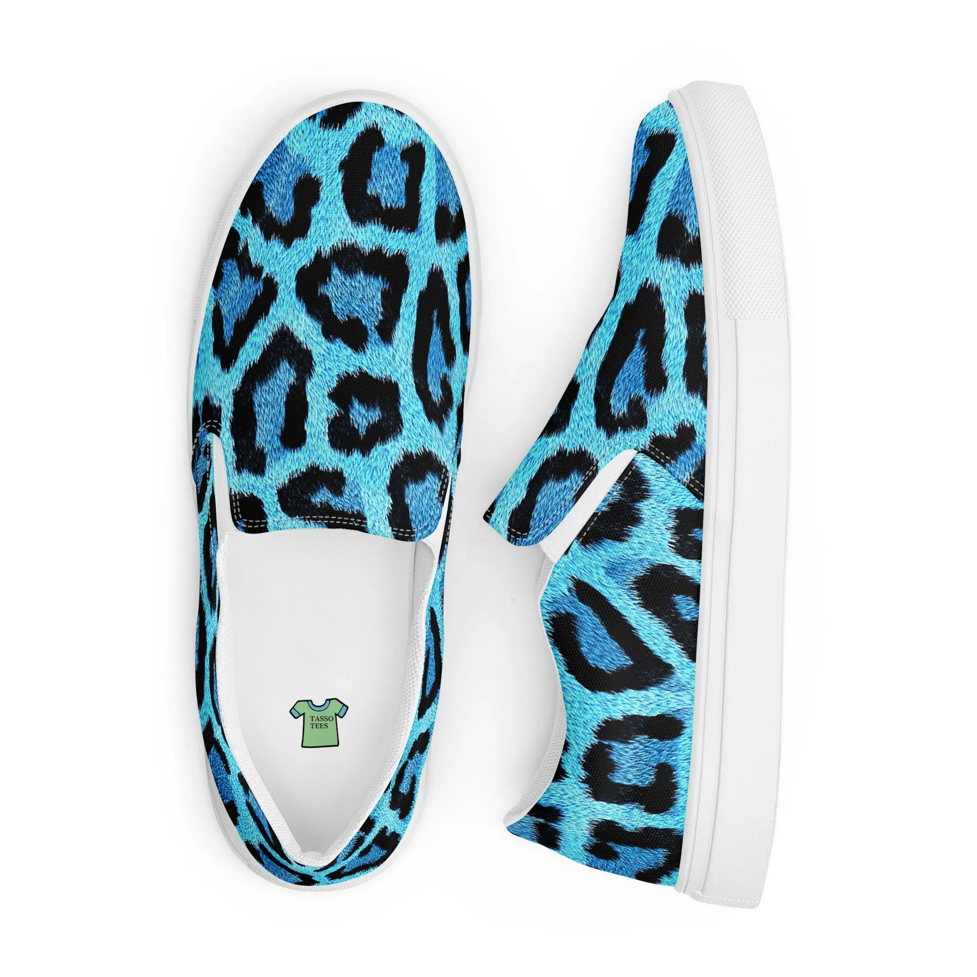 Blue Leopard Print Women’s slip-on canvas shoes