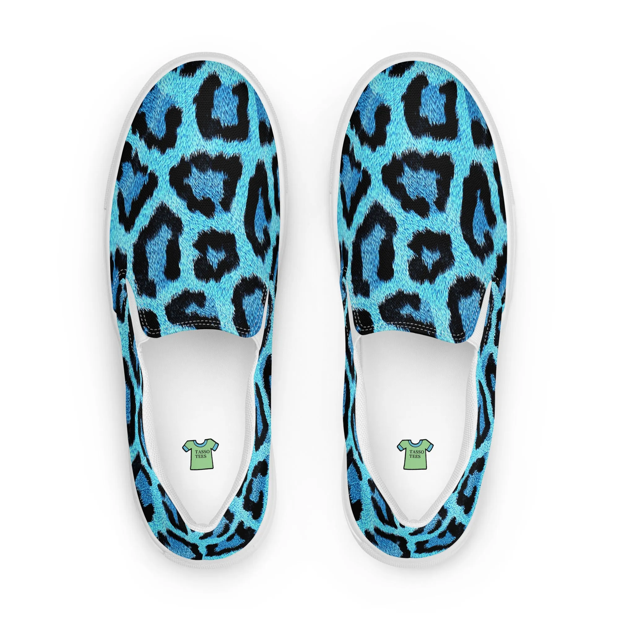 Blue Leopard Print Women’s slip-on canvas shoes