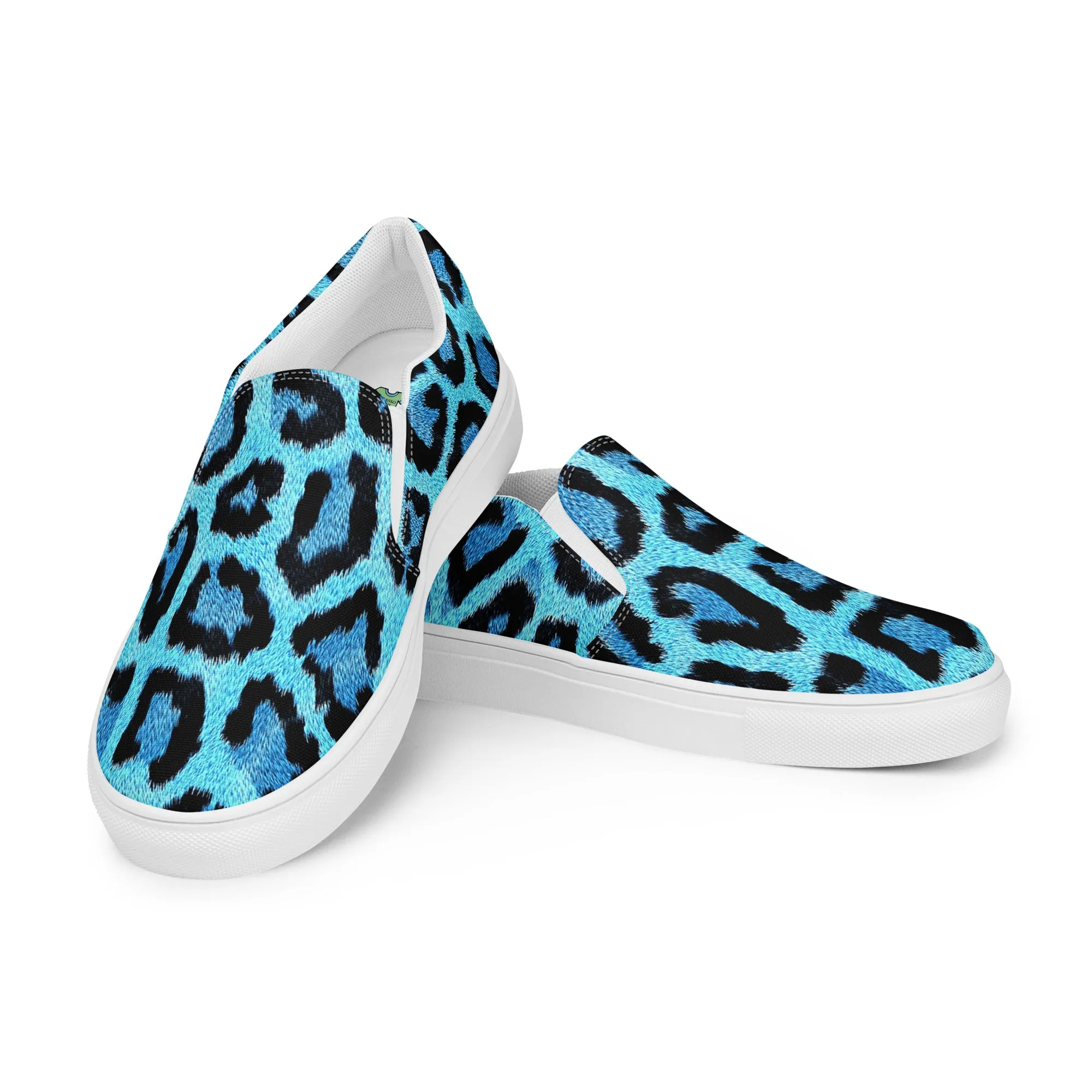 Blue Leopard Print Women’s slip-on canvas shoes