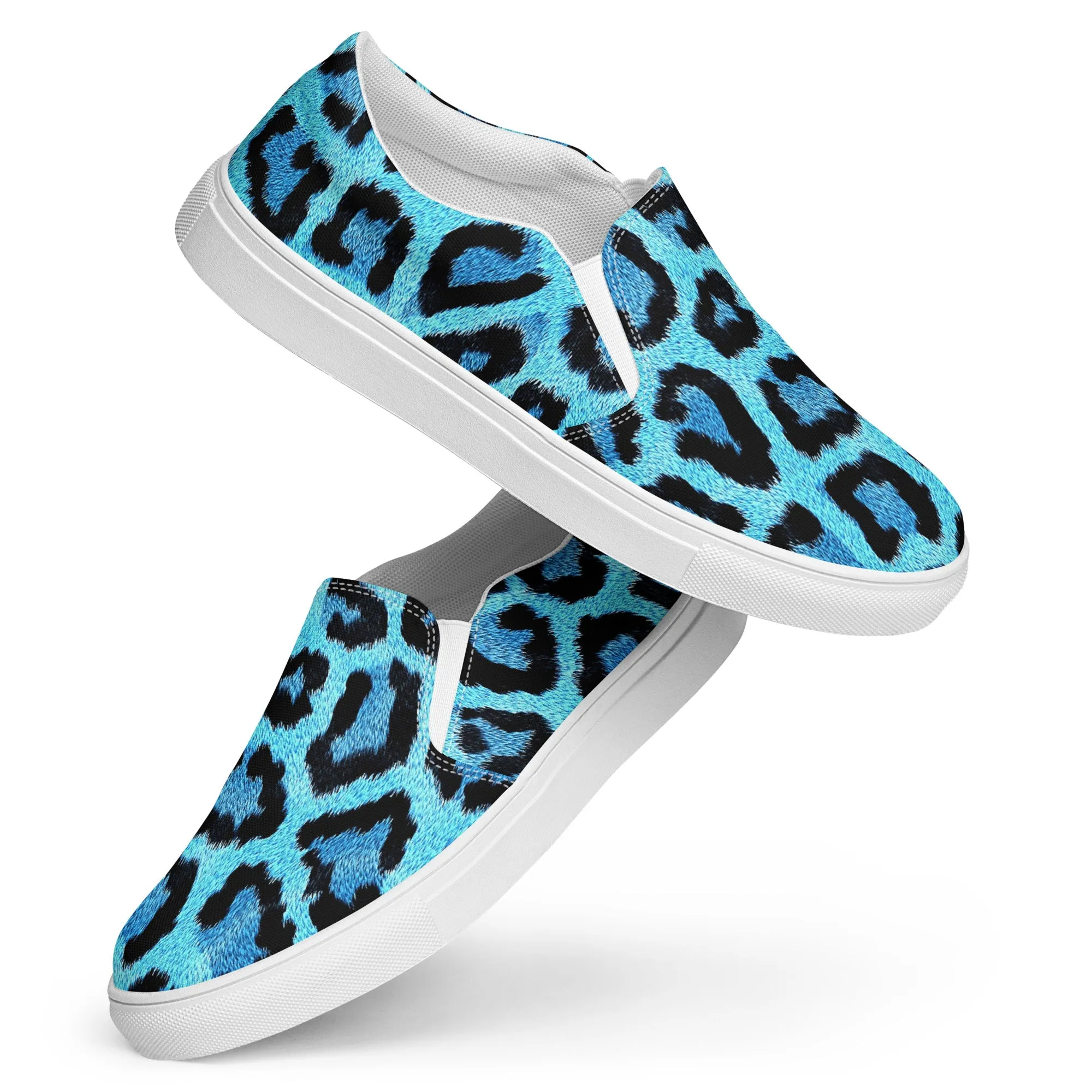 Blue Leopard Print Women’s slip-on canvas shoes
