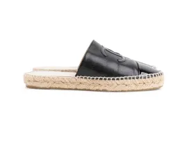 CHANEL CC CAP TOE LEATHER ESPADRILLE MULES