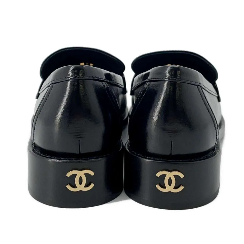 Chanel CC logo loafers Black G45988 Calf Leather Size 38C