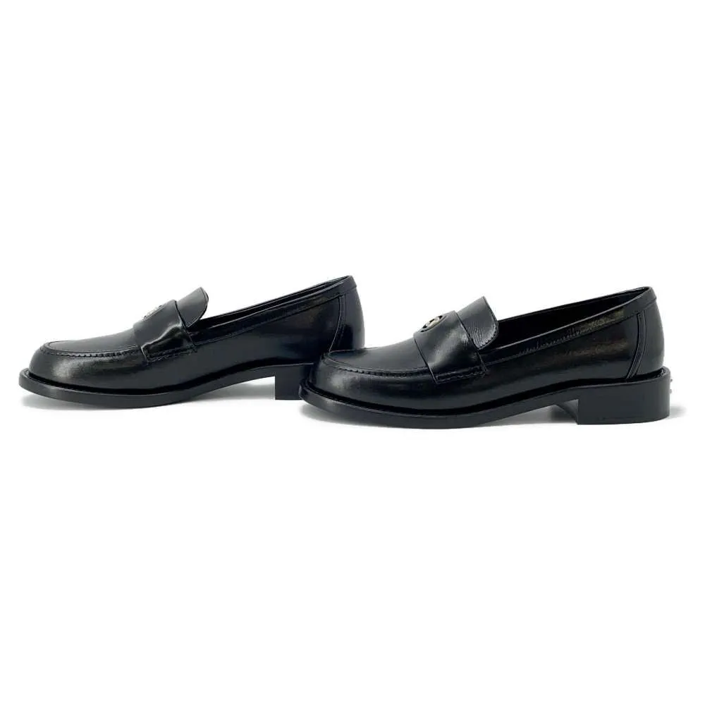 Chanel CC logo loafers Black G45988 Calf Leather Size 38C
