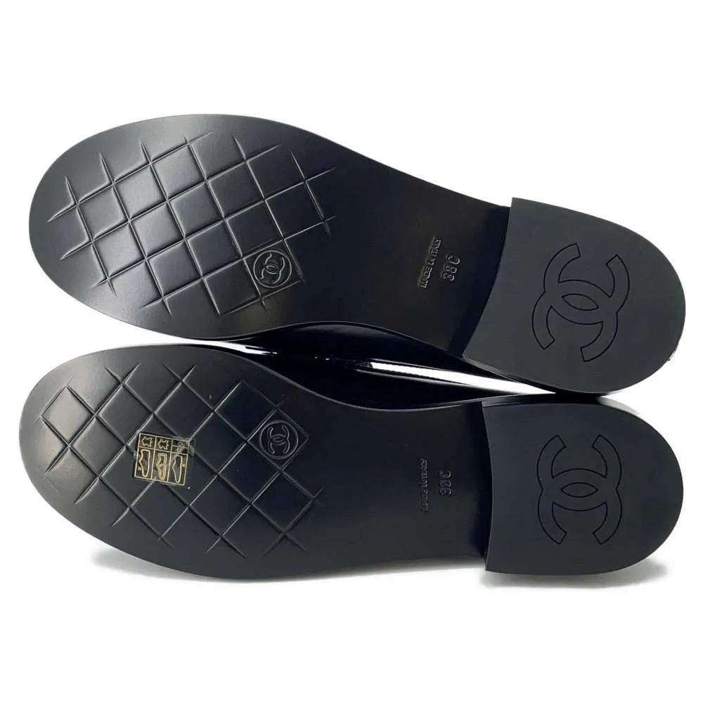 Chanel CC logo loafers Black G45988 Calf Leather Size 38C