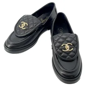Chanel CC turnlock Matelasse loafers Black G36646 Lambskin Size 38C