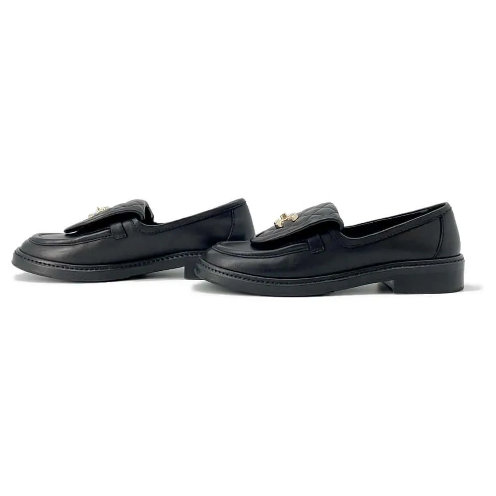 Chanel CC turnlock Matelasse loafers Black G36646 Lambskin Size 38C