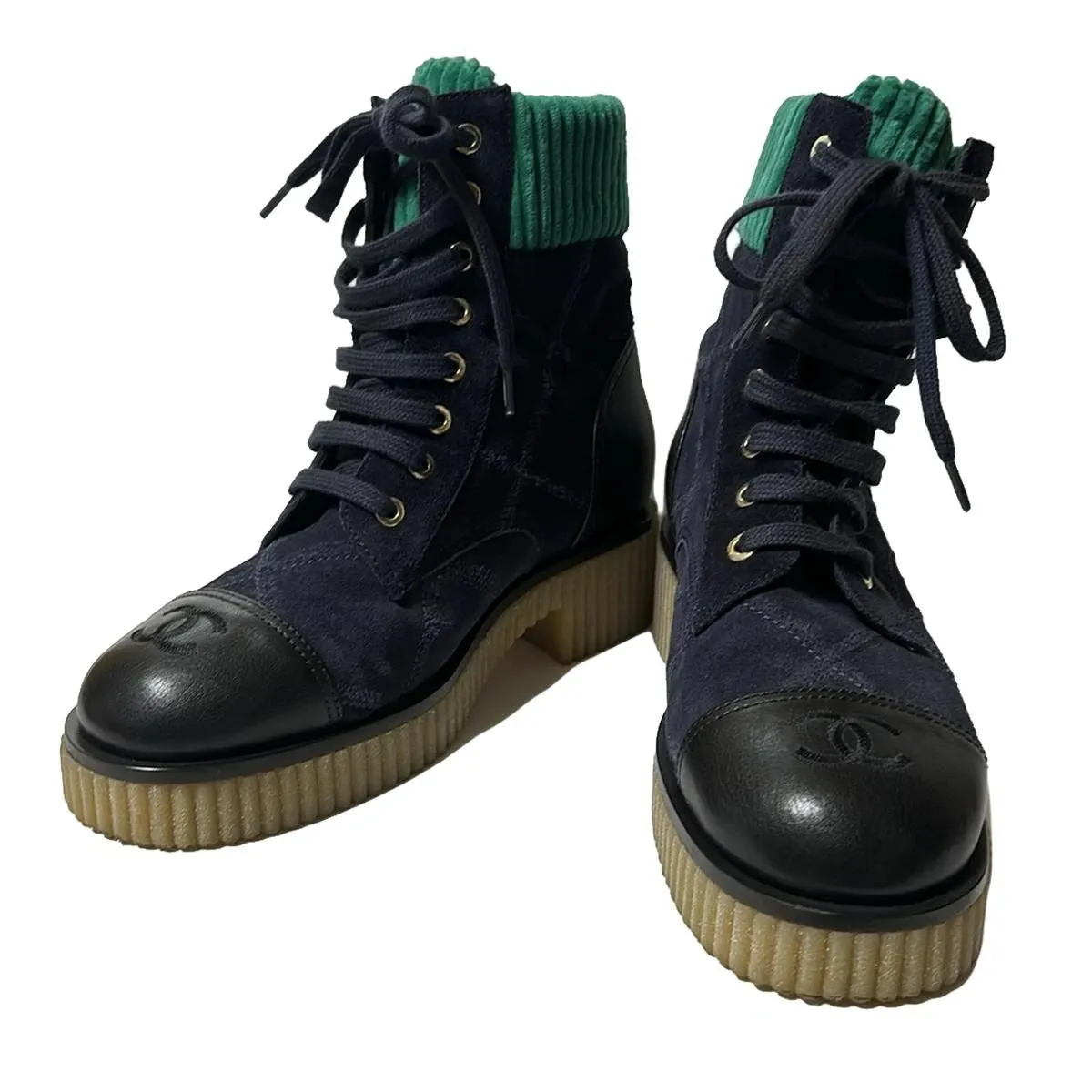 Chanel suede Combat boots