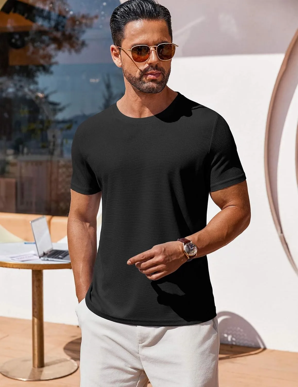 COOFANDY Men's T Shirt Short Sleeve Crew Neck T-Shirt Casual Summer Classic Basic Tee Shirts