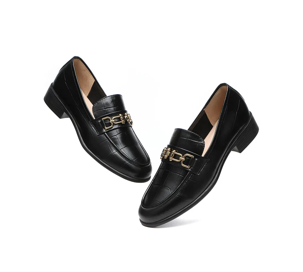 EVERAU® Leather Loafer Low Block Heels Katia