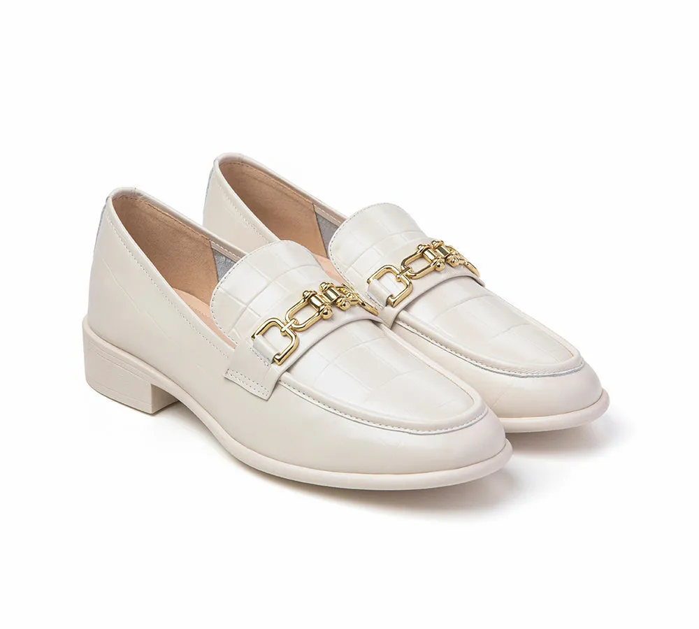EVERAU® Leather Loafer Low Block Heels Katia