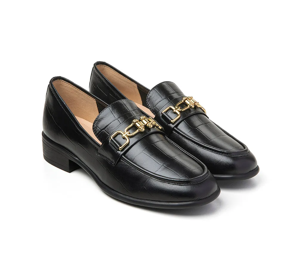 EVERAU® Leather Loafer Low Block Heels Katia