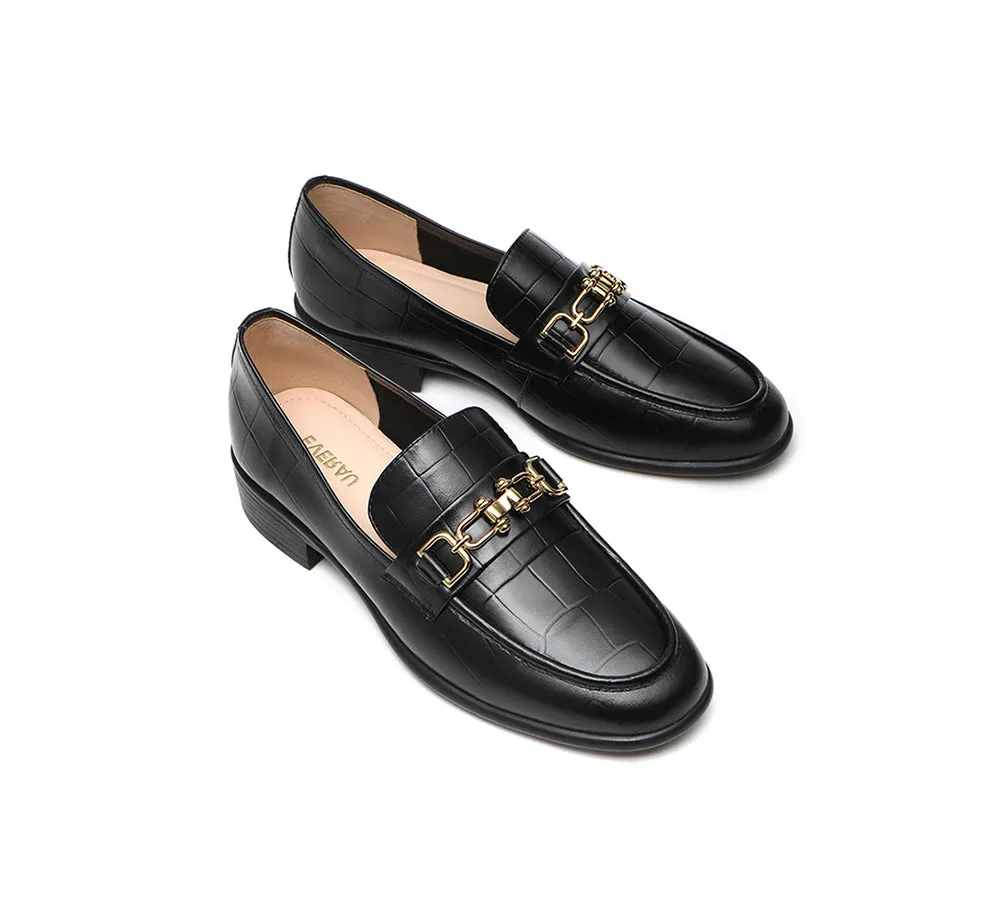 EVERAU® Leather Loafer Low Block Heels Katia