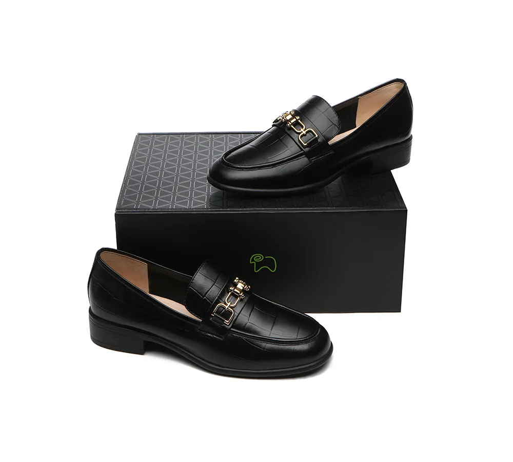 EVERAU® Leather Loafer Low Block Heels Katia