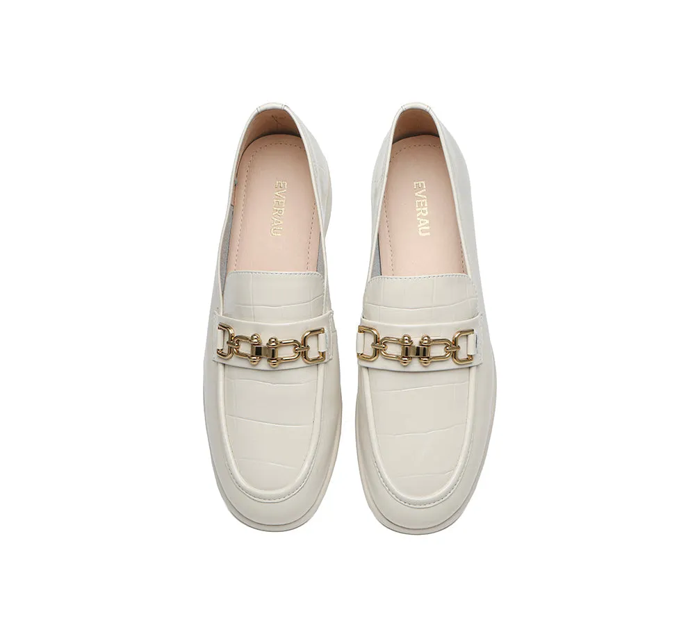 EVERAU® Leather Loafer Low Block Heels Katia