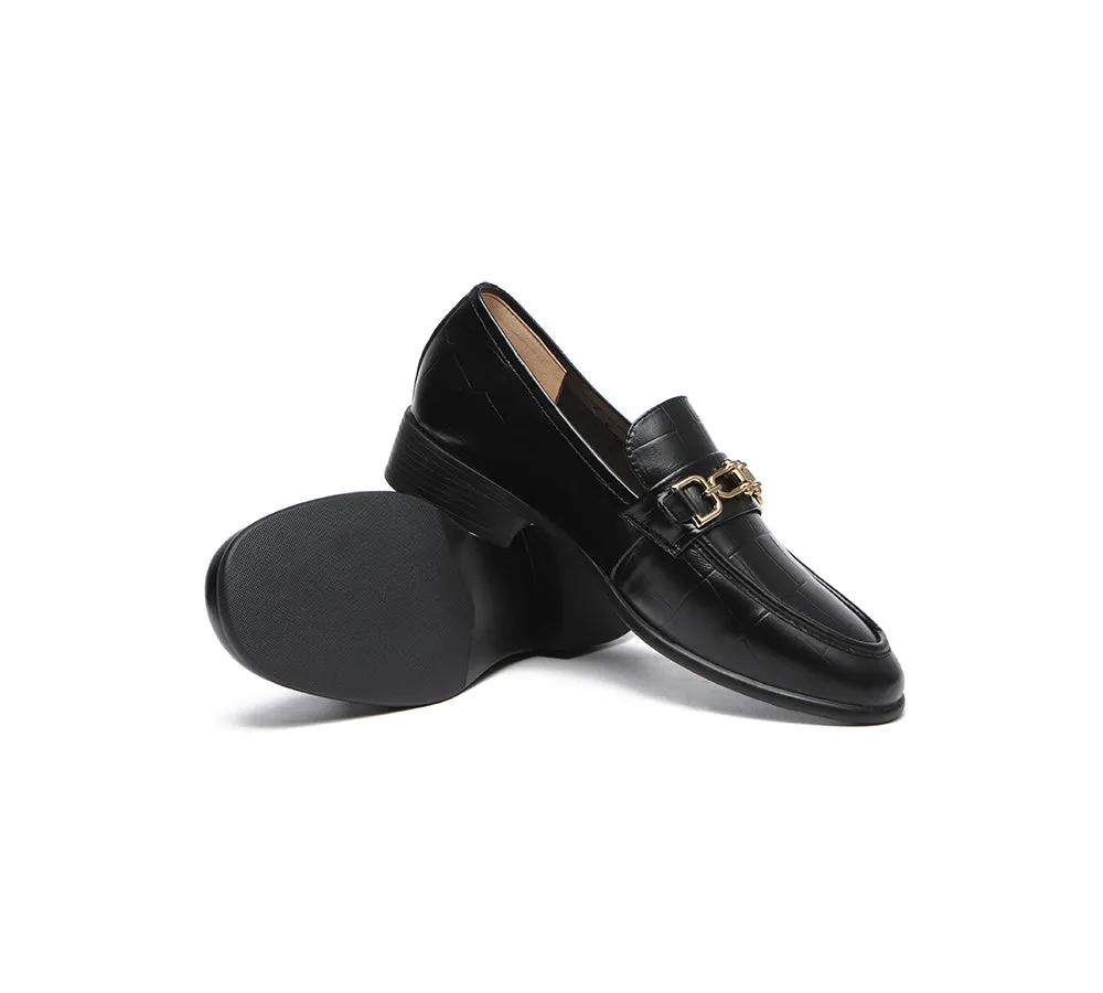 EVERAU® Leather Loafer Low Block Heels Katia