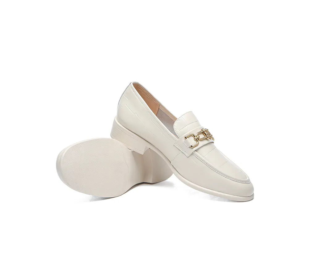 EVERAU® Leather Loafer Low Block Heels Katia