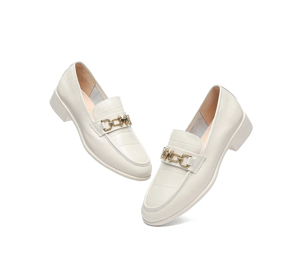 EVERAU® Leather Loafer Low Block Heels Katia