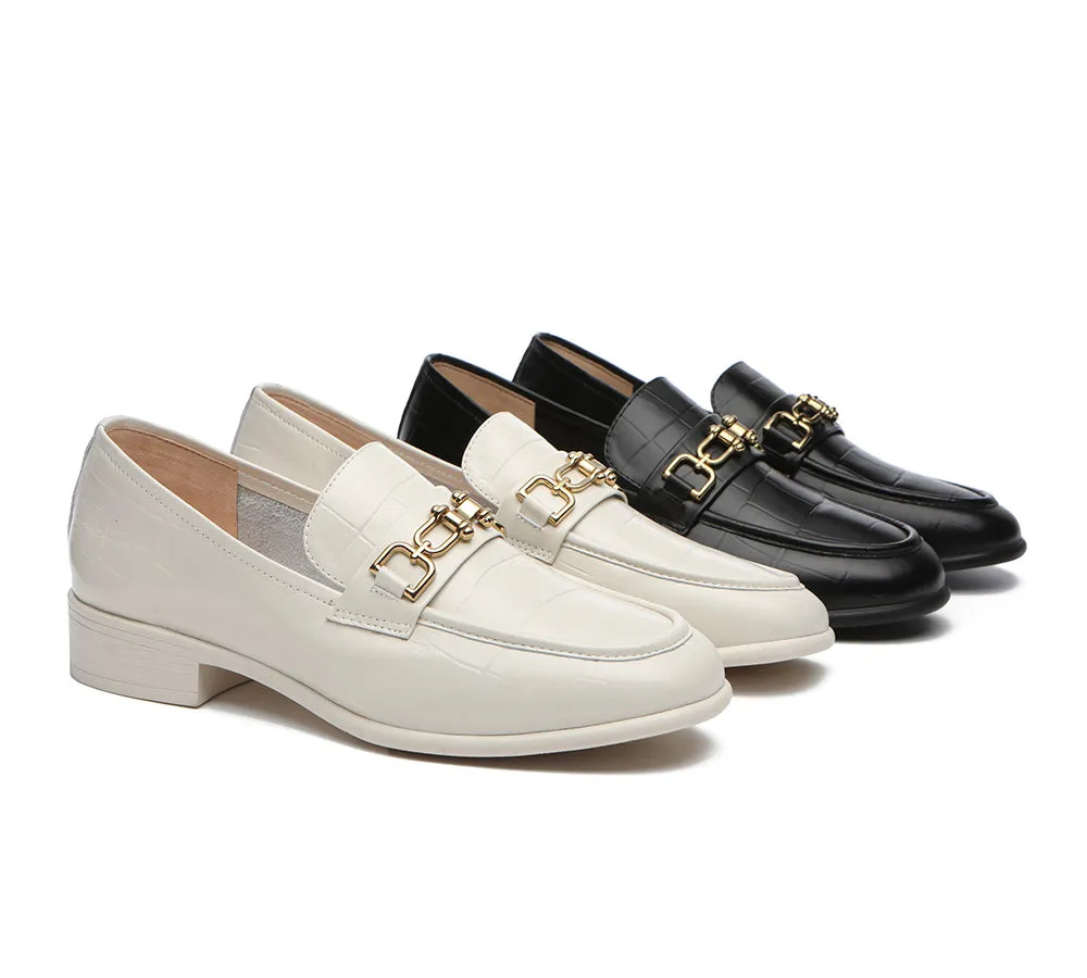 EVERAU® Leather Loafer Low Block Heels Katia