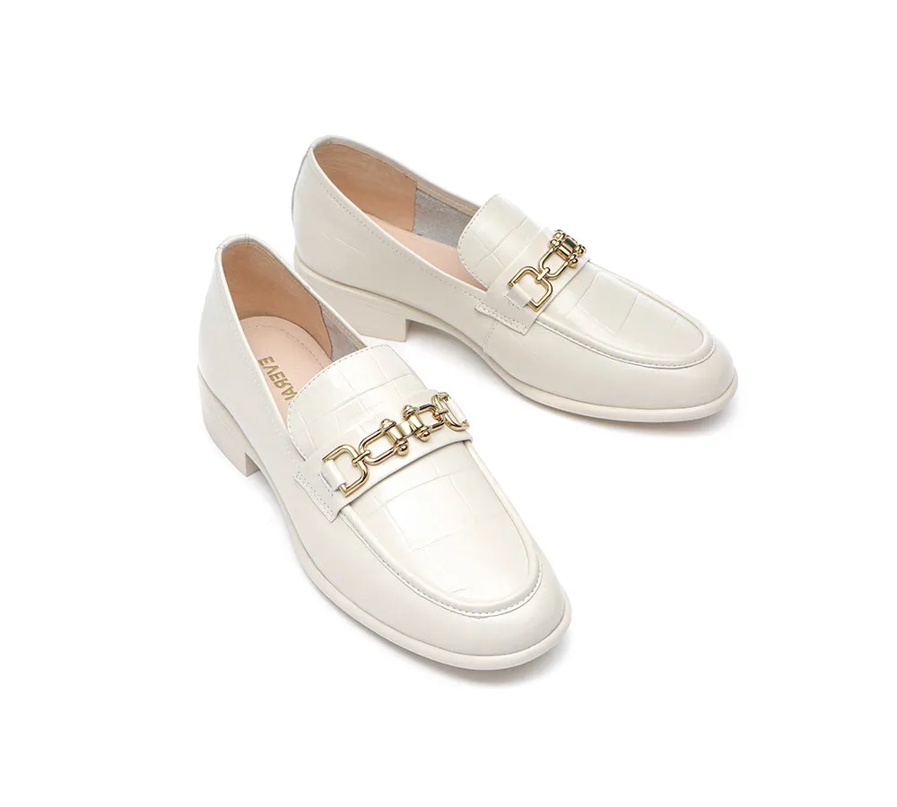 EVERAU® Leather Loafer Low Block Heels Katia