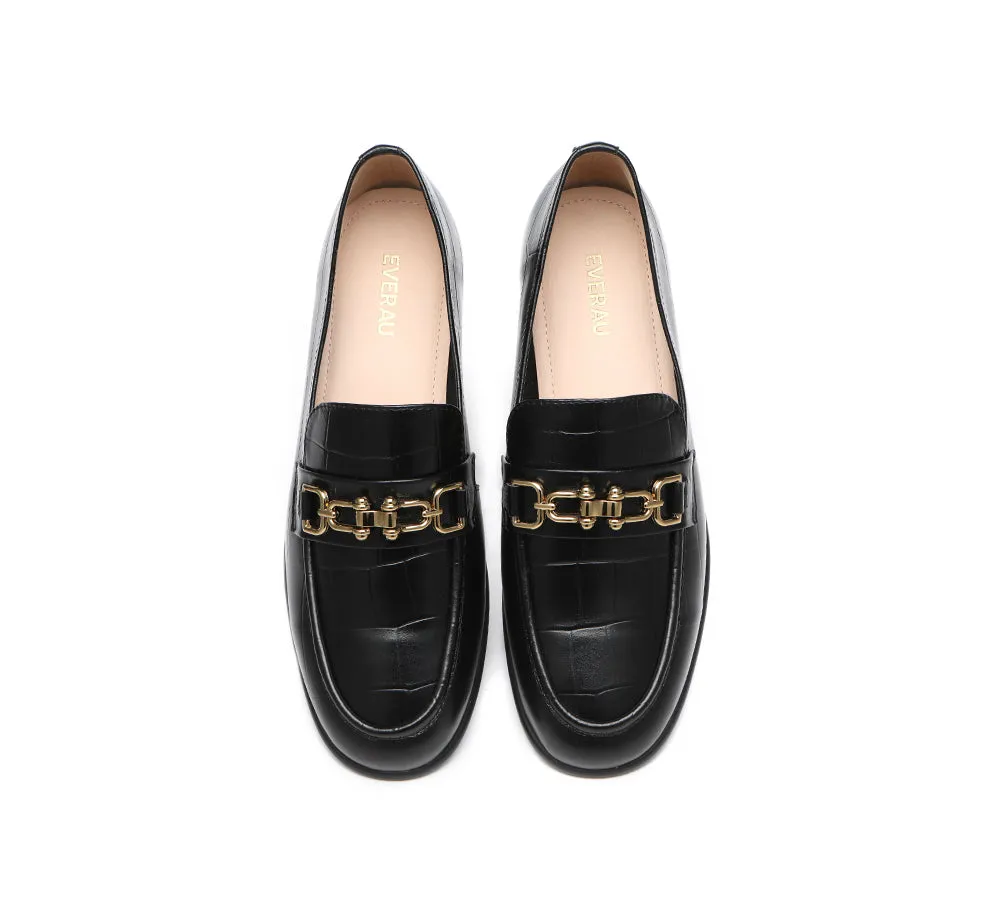 EVERAU® Leather Loafer Low Block Heels Katia