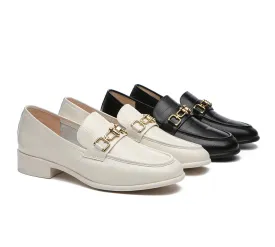 EVERAU® Leather Loafer Low Block Heels Katia