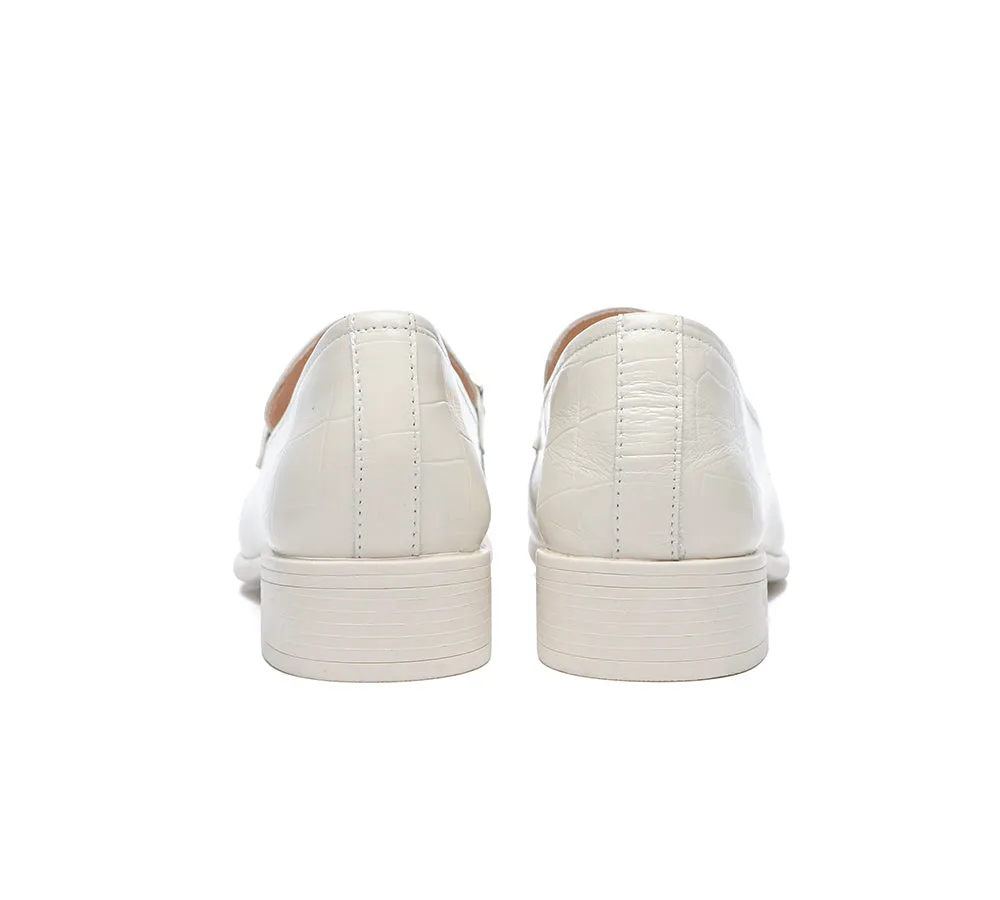 EVERAU® Leather Loafer Low Block Heels Katia