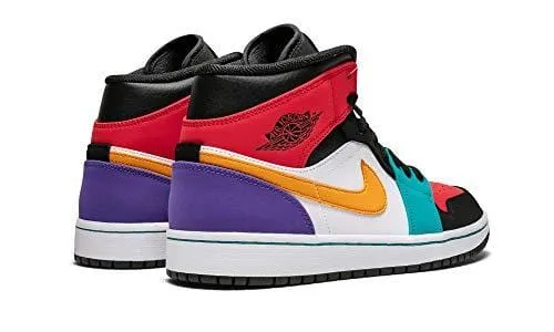 Jordan Air 1 Mid (White/University Red Black, 8)