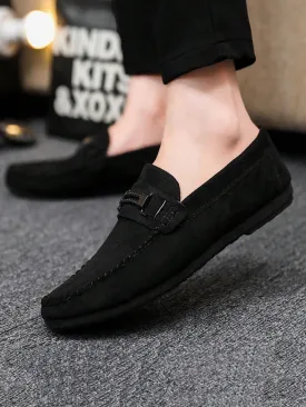 Metal Decor Stitch Detail Leisure Black Casual Loafers