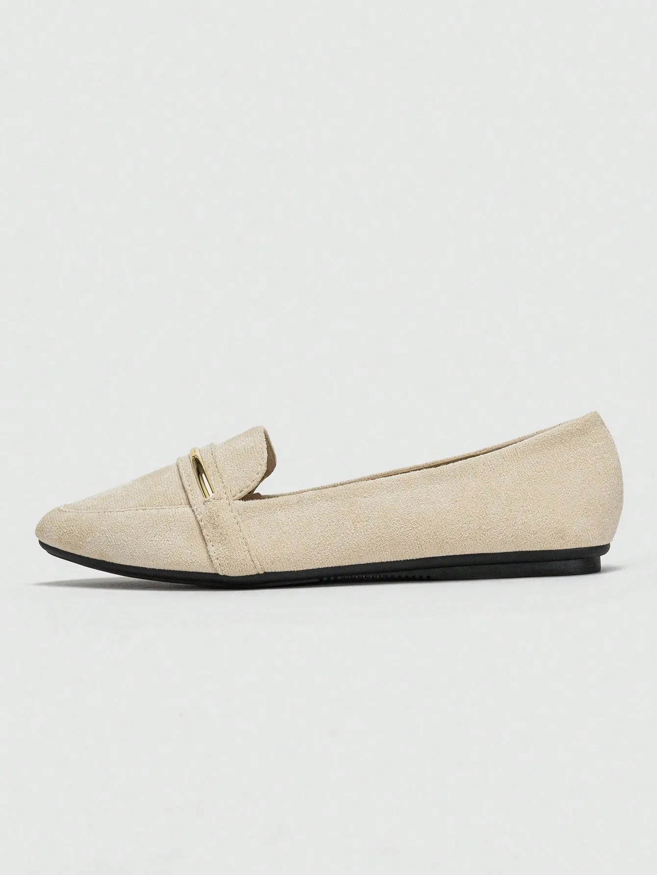 Metallic Decor Suedette Loafers, Blue Elegant Solid Color Loafers Made Of Pure Metal