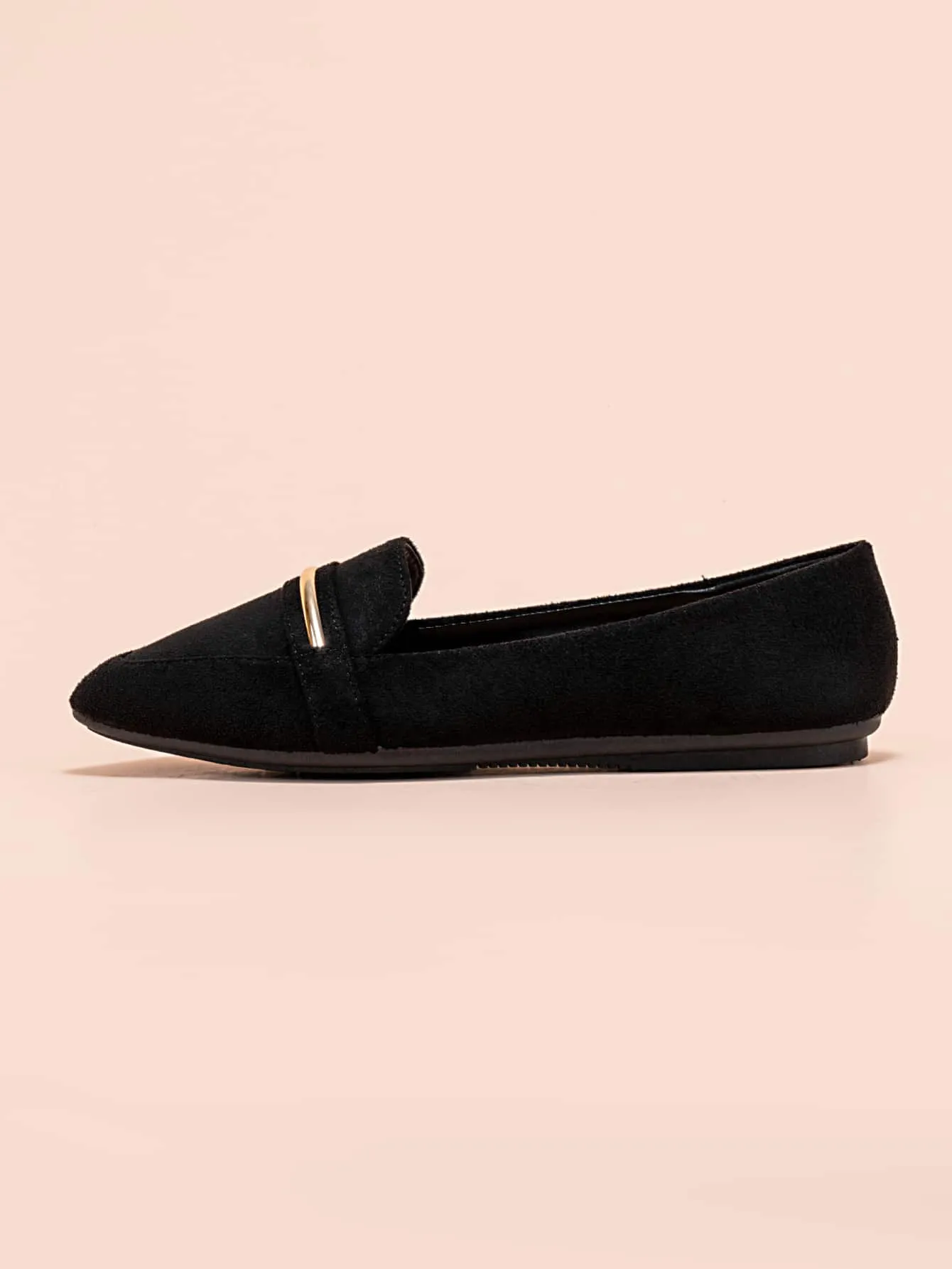 Metallic Decor Suedette Loafers, Blue Elegant Solid Color Loafers Made Of Pure Metal