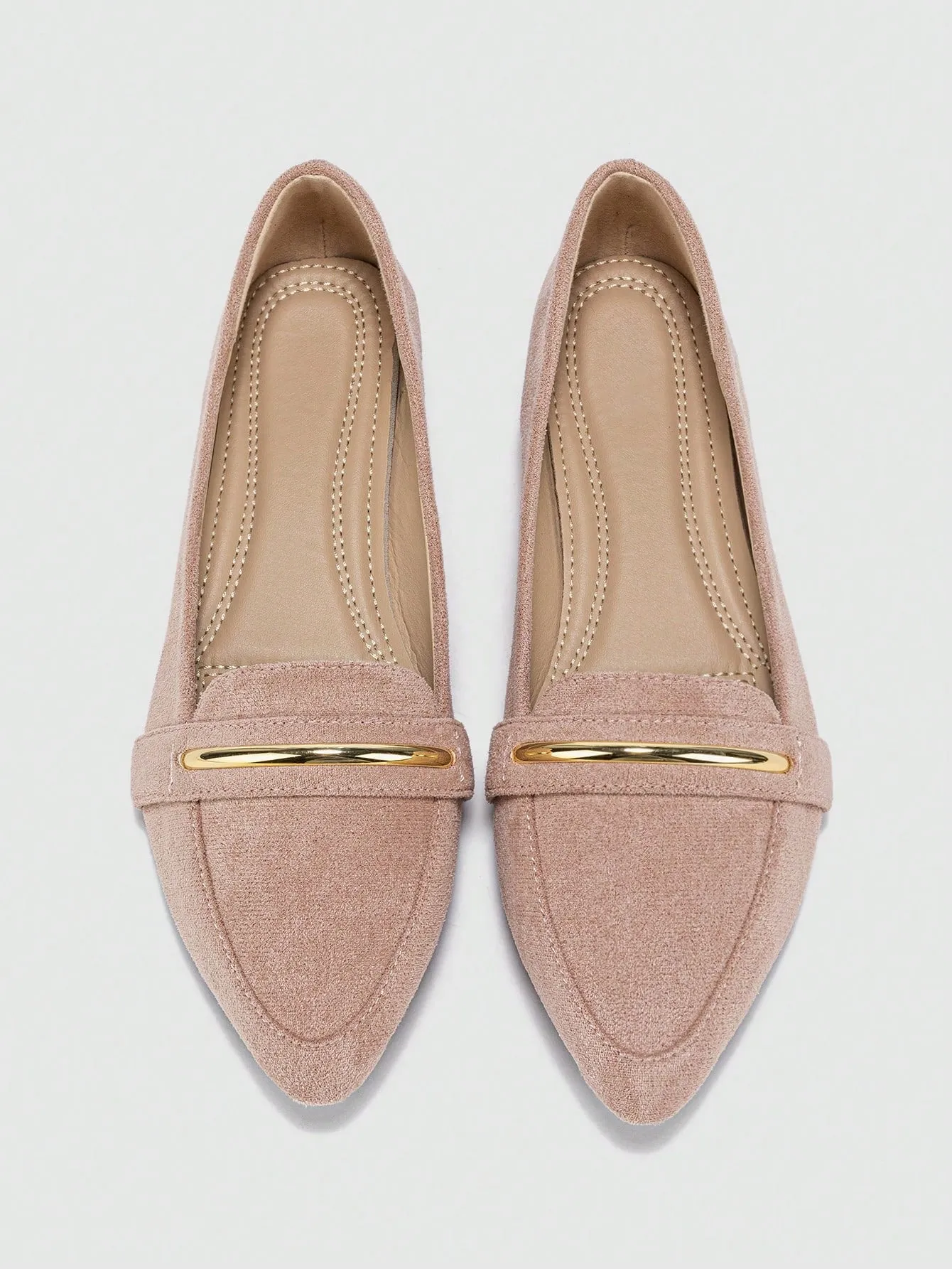 Metallic Decor Suedette Loafers, Blue Elegant Solid Color Loafers Made Of Pure Metal