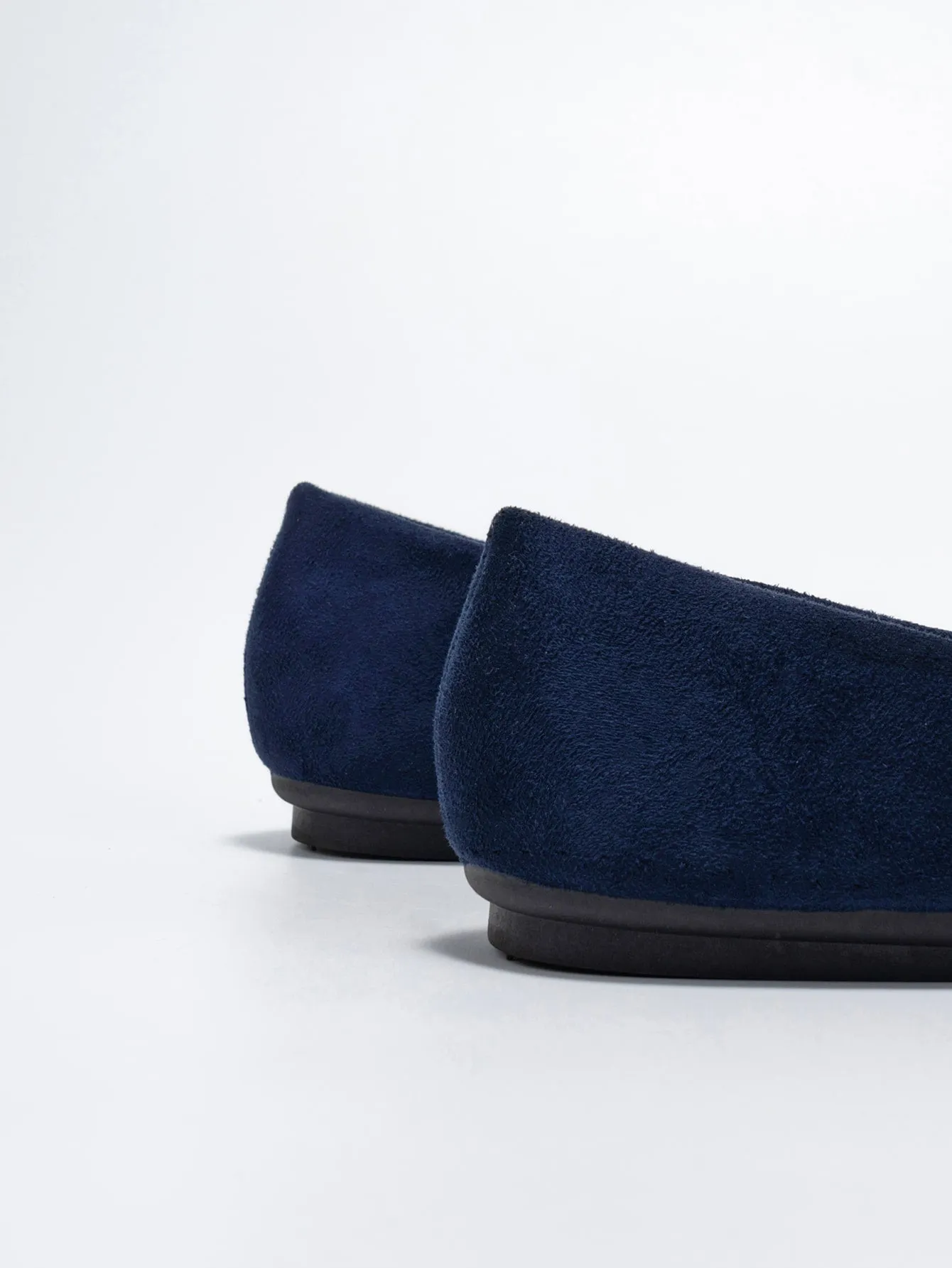 Metallic Decor Suedette Loafers, Blue Elegant Solid Color Loafers Made Of Pure Metal