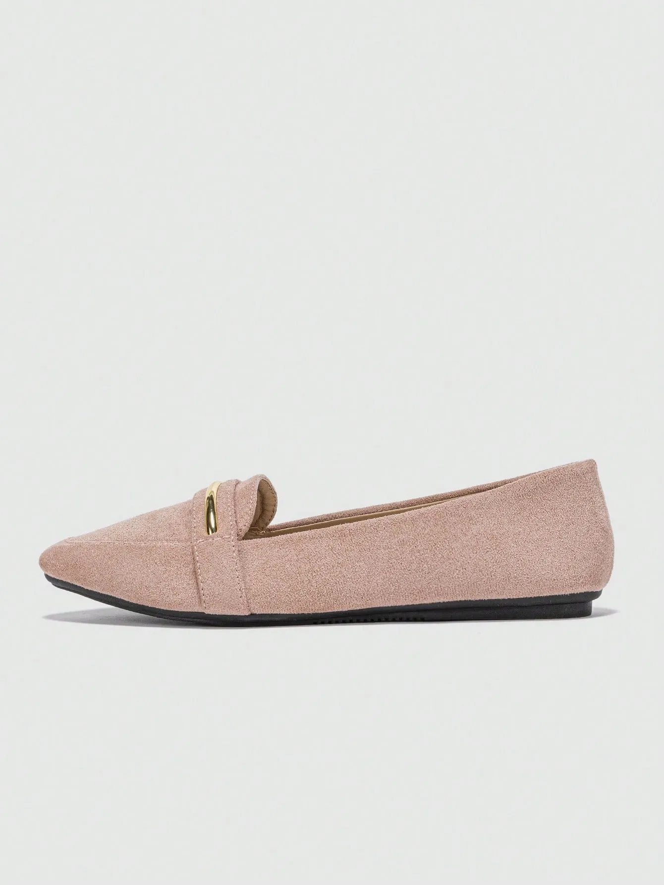 Metallic Decor Suedette Loafers, Blue Elegant Solid Color Loafers Made Of Pure Metal