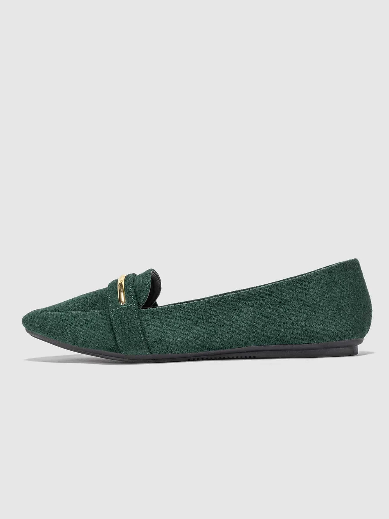 Metallic Decor Suedette Loafers, Blue Elegant Solid Color Loafers Made Of Pure Metal