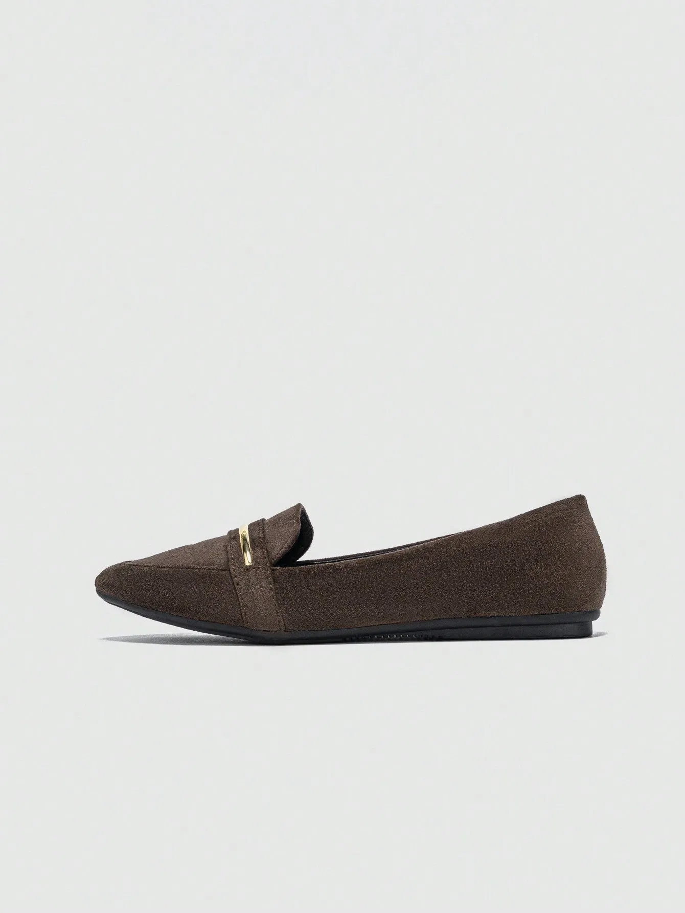 Metallic Decor Suedette Loafers, Blue Elegant Solid Color Loafers Made Of Pure Metal