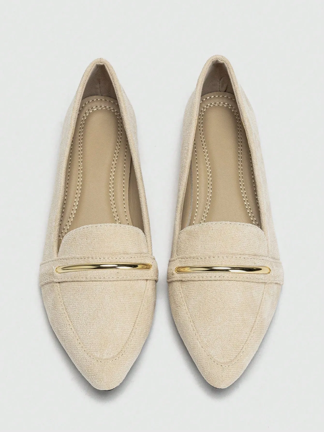 Metallic Decor Suedette Loafers, Blue Elegant Solid Color Loafers Made Of Pure Metal