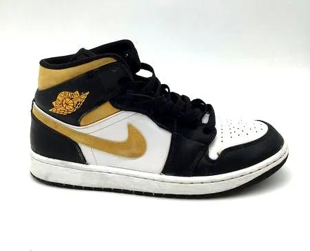Nike Air Jordan 1 Men's Mid 'Black University Gold' Sneakers- Size: 10 ( COA)