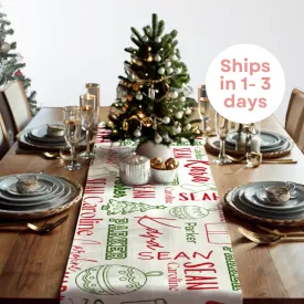 Personalized Christmas Table Runner Linen Holiday Table Runner Extra Long Fabric Table Cloth for Christmas Dining Room Holiday Decor