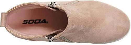 Soda Taylor Hidden Wedge Sole Booties Ankle Heels Sneaker Shoes Side Zipper