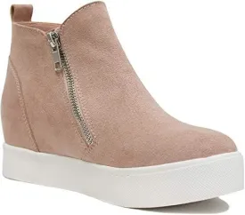 Soda Taylor Hidden Wedge Sole Booties Ankle Heels Sneaker Shoes Side Zipper