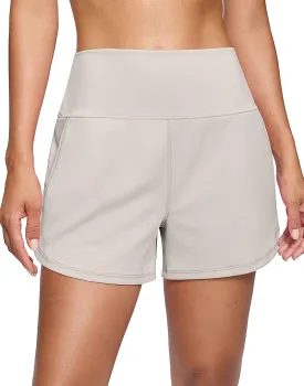 Soothfeel High Waisted Athletic Running Shorts for Women 3.5" Tummy Control Comfy Workout Gym Hiking Shorts with Pockets