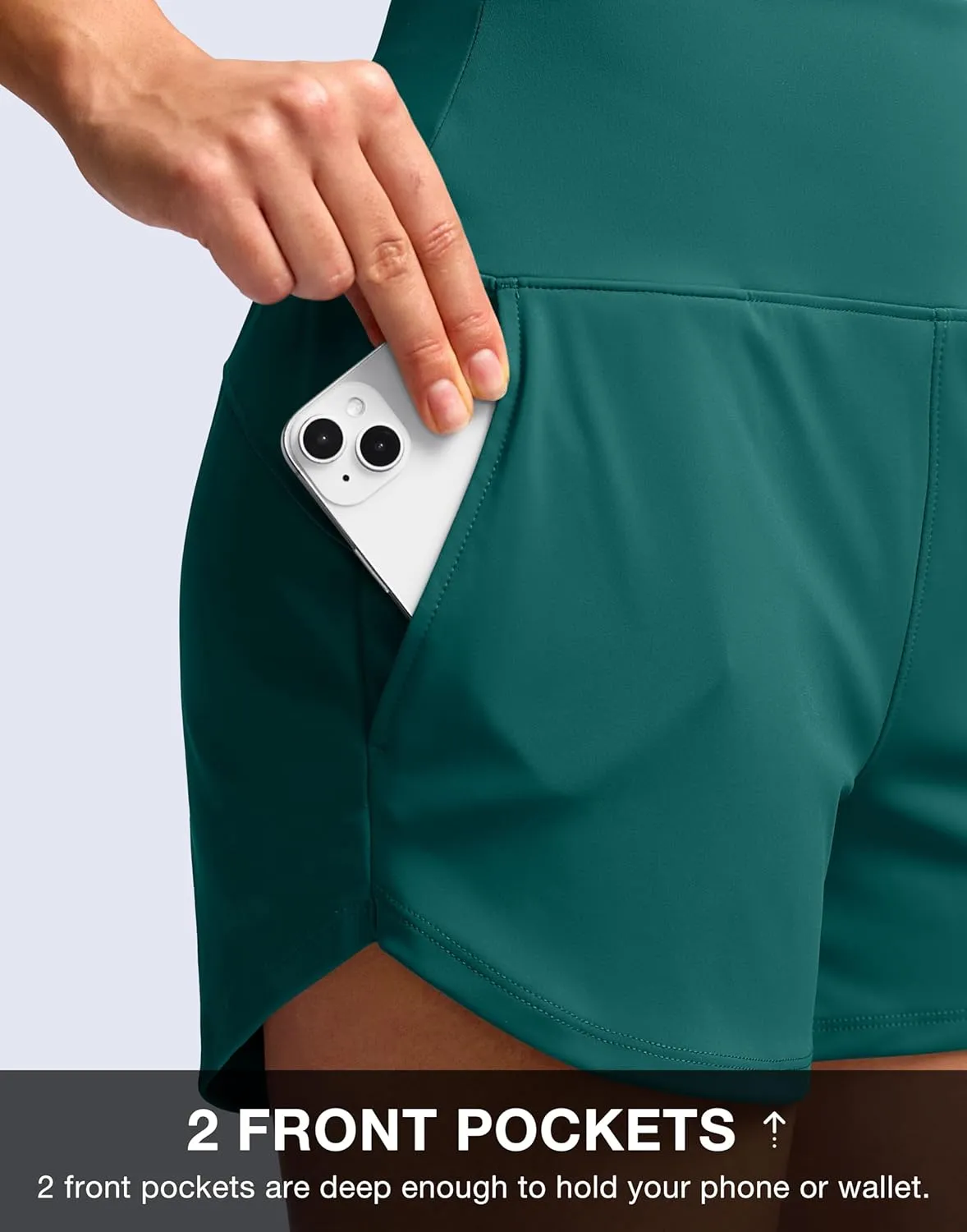 Soothfeel High Waisted Athletic Running Shorts for Women 3.5" Tummy Control Comfy Workout Gym Hiking Shorts with Pockets