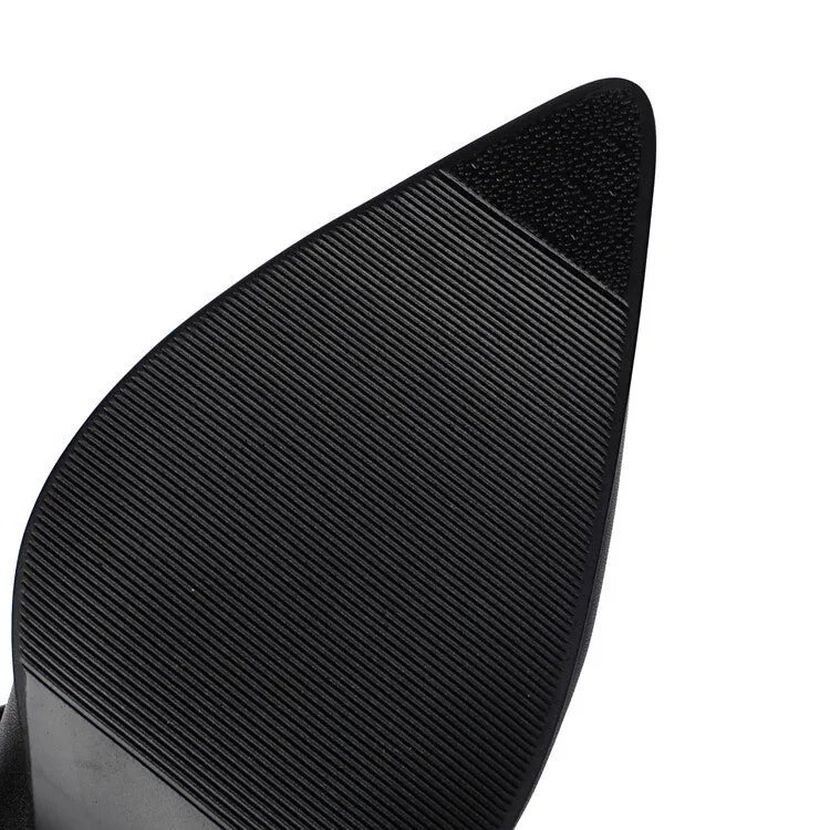 Women's Pleated Rivets High Heels Knee High Boots