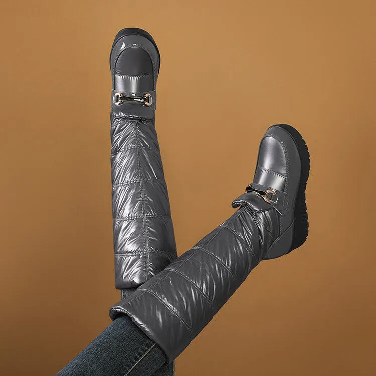 Women's Plush Waterproof Platform Wedge Knee High Snow Boots